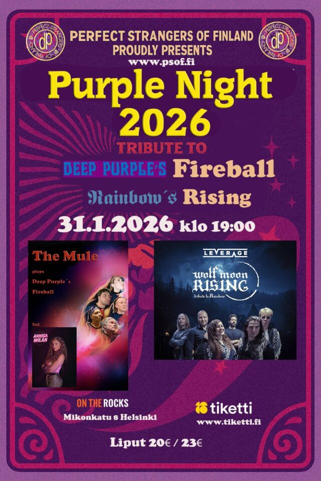 Purple Night 2026 juhlistaa Deep Purplea ja Rainbowta Helsingin On The Rocksissa tammikuussa 2026