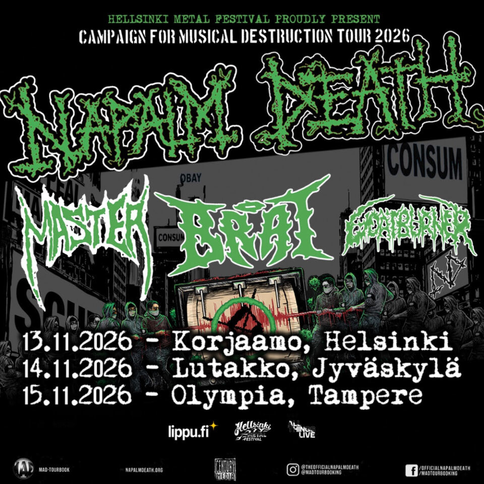 Napalm Death tuo legendaarisen Campaign for Musical Destruction -kiertueensa Suomeen marraskuussa