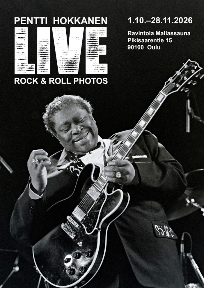 Pentti Hokkasen LIVE ROCK & ROLL Photos tuo 1990-luvun rockin ja metallin live-hetket Oulun Pikisaareen 1.10.–28.11.2026.